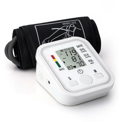 Automatic Tonometer Arm Blood Pressure Monitor – Digital BP Equipment with LED Display and Pressure Sensor Cuff
