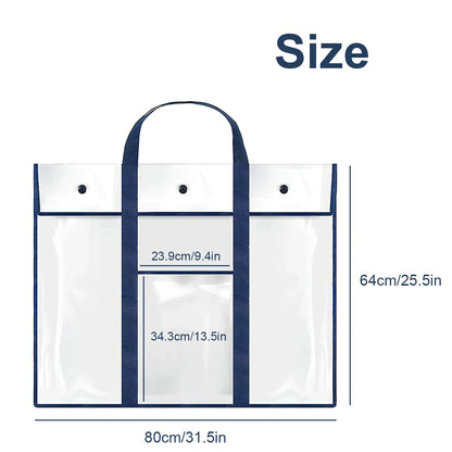 Durable Art Portfolio Bag - PVC Storage with Large Poster Pocket - Organizer with Large Capacity for Artwork