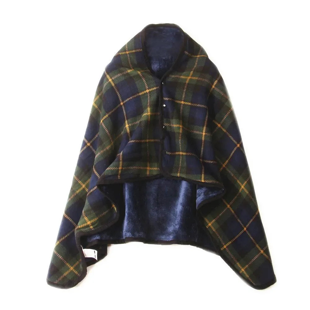 Women’s Double-Layer Tartan Plaid Blanket Scarf – Winter Warm Multifunction Shawl Wrap