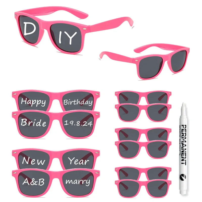 KAMMPT 12-Pair Candy Color Sunglasses Set – Fashion DIY Bride Decor Shades for Women, Festivals & Party Gifts