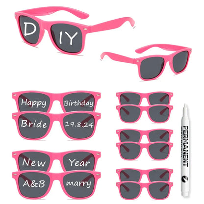 KAMMPT 12-Pair Candy Color Sunglasses Set – Fashion DIY Bride Decor Shades for Women, Festivals & Party Gifts