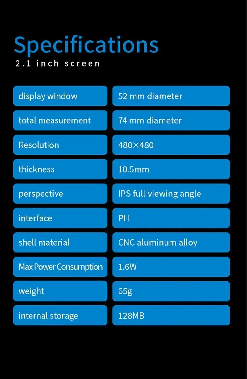 2.8-Inch IPS Secondary Screen USB Round LCD – 480x480 Water-Cooled CPU/GPU/RAM/HDD Monitor for Mini PC Gamer (No AIDA64)
