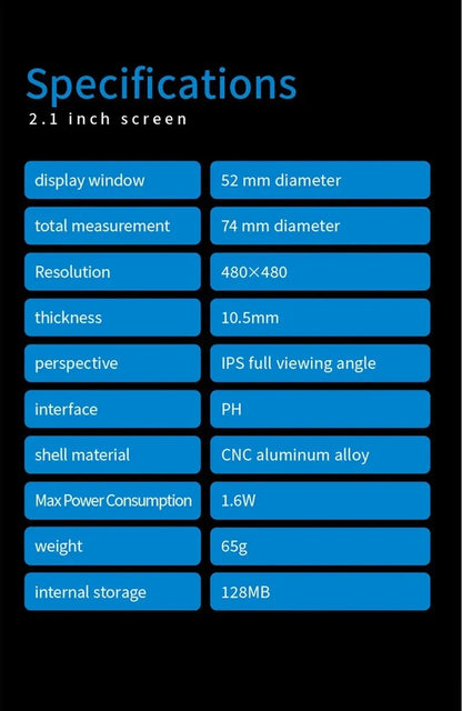 2.8-Inch IPS Secondary Screen USB Round LCD – 480x480 Water-Cooled CPU/GPU/RAM/HDD Monitor for Mini PC Gamer (No AIDA64)