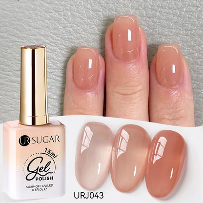 UR SUGAR 15ml Jelly Milky White Gel Polish – Translucent UV Soak Off Nail Art Varnish Semi-Permanent Fashion Nail Color