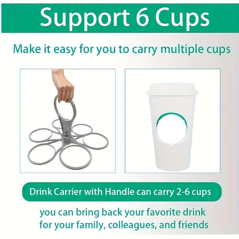 Portable 6-Slot Folding Drink Holder Tray with Handle – Reusable Beverage Carrier for Picnics, Parties & Outdoor Use (1/2 Pack)