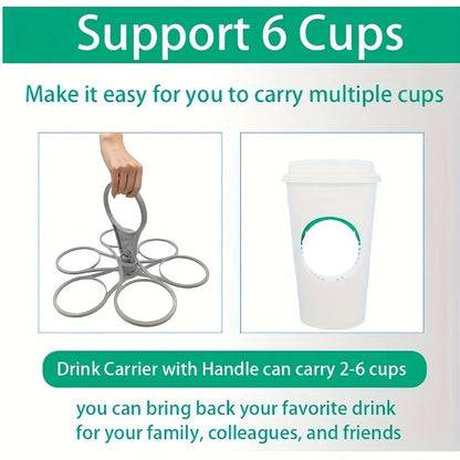Portable 6-Slot Folding Drink Holder Tray with Handle – Reusable Beverage Carrier for Picnics, Parties & Outdoor Use (1/2 Pack)