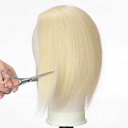 14" Gray Blonde Human Hair Topper – Mono Lace Base, 4 Clips, Natural Look for Thinning Hair