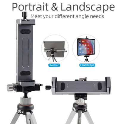 Universal Aluminum Alloy Tablet & Phone Stand – Adjustable Tripod Holder Clip for Mobile Devices