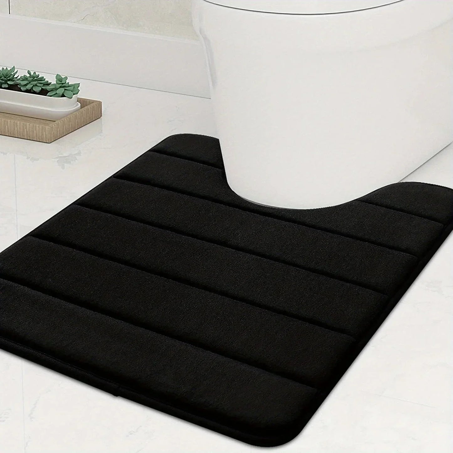 U-Shaped Toilet Mat - Memory Foam Bathroom Carpet, Anti-Skid & Super Absorbent Bath Mat
