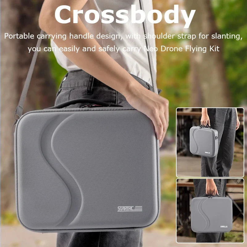 NEO Drone PU Storage Bag — Portable Large Capacity Shoulder & Handheld Organizer for DJI Neo RC-N3 with Shock Absorbing Protection