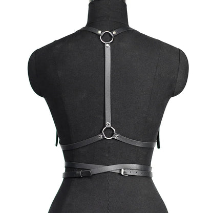 Fashion Leather Body Harness Belt – Gothic Corset Lingerie & Fetish Suspenders for Women