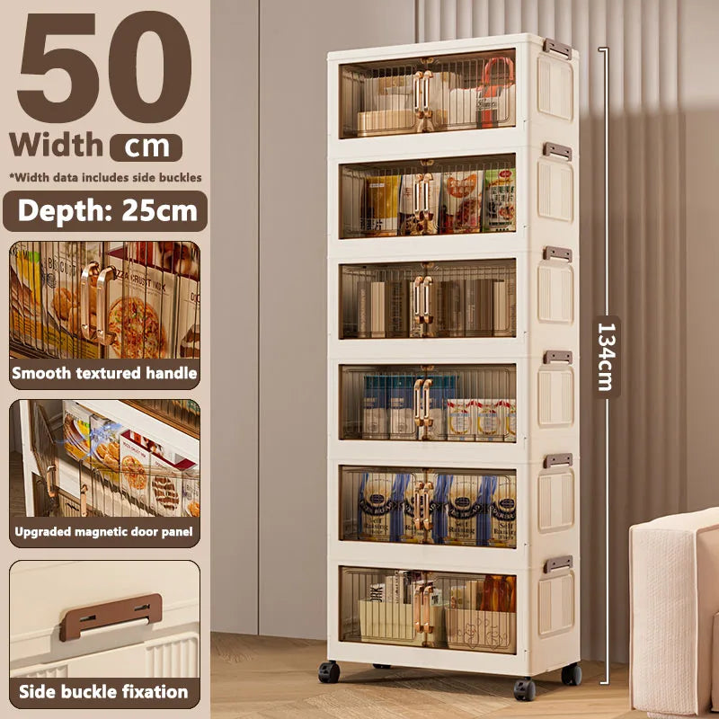 Installation-Free Foldable Storage Cabinet – Plastic Organizer for Kids’ Clothes & Snacks