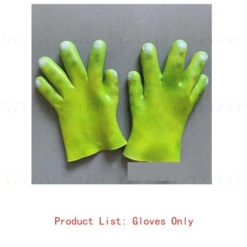 Shrek Green Monster Costume Set - Latex Mask, Headset & Gloves for Halloween Parties & Cosplay
