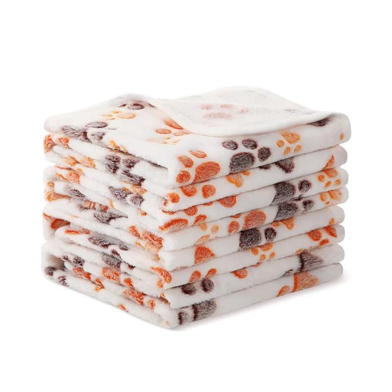 Soft Fluffy Pet Bed Mat - Cute Paw & Elephant Pattern Travel Blanket for Warm Dog and Cat Comfort