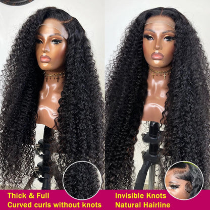 Transparent 250 Density Water Culry HD Lace Frontal Wig | Human Hair 40-44 Inch Deep Wave | 13x4 Lace Front Wigs for Black Women