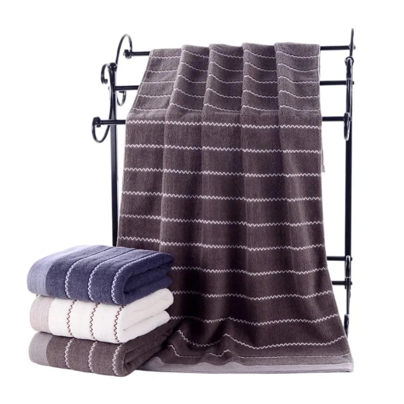 3-Piece Cotton Towel Set – 2 Hand Face Towels 35x75cm + 1 Bath Towel 70x140cm Soft Washcloth Gift Set