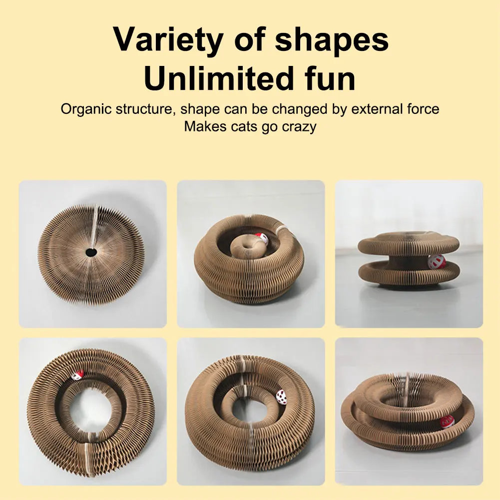 Magic Organ Cat Scratcher Toy – Round Corrugated Scratch Board for Cats, Claw Grinding Accessories (1/2pcs)