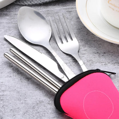 Portable Tableware Storage Bag – Cutlery Packaging Pouch for Forks, Spoons, Knives, Travel Dinnerware Case with Zipper