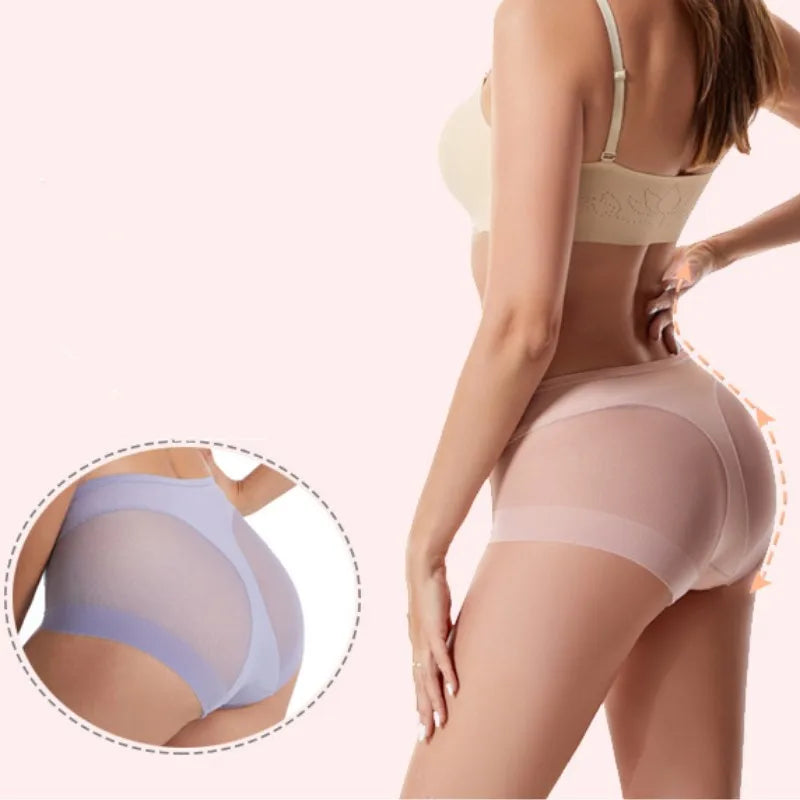 Seamless High Waist Panties for Women - Tummy Control Briefs, Butt Lifter Shapewear in Ice Silk, Invisible Underwear for Smooth Lines