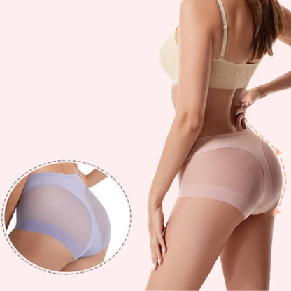 Seamless High Waist Panties for Women - Tummy Control Briefs, Butt Lifter Shapewear in Ice Silk, Invisible Underwear for Smooth Lines