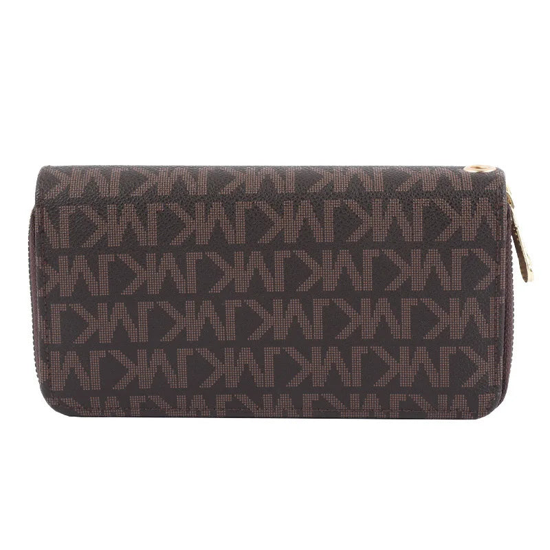 Women’s Double Zipper Long Wallet – Fashion Wristlet Clutch with Phone Holder & Card Slots, Big Letter Design