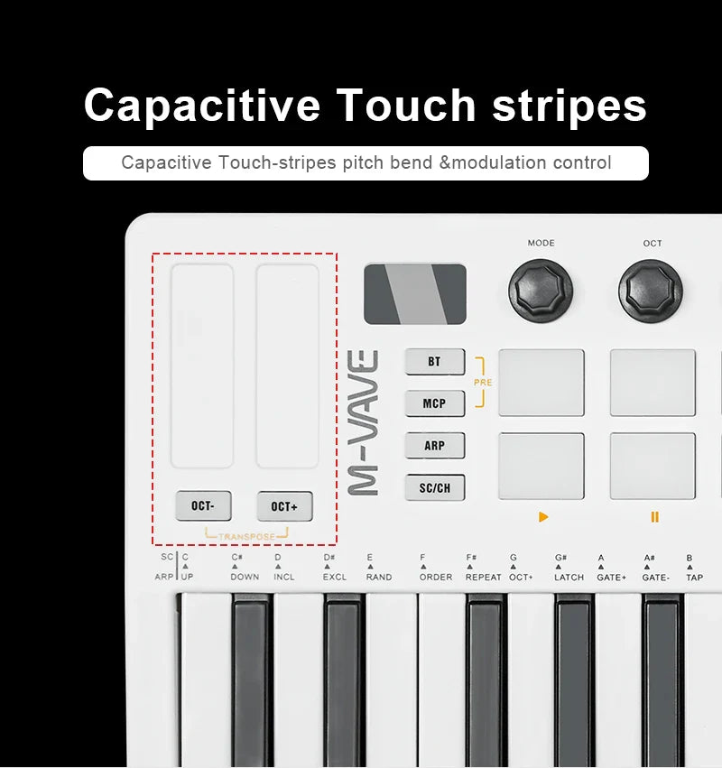 M-VAVE SMK-25 II MIDI Controller Keyboard – 25-Key USB Mini, 16 RGB Drum Pads, 8 Knobs, Music Production Software Included