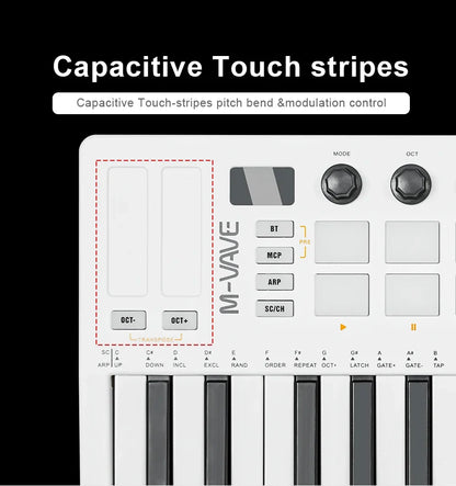 M-VAVE SMK-25 II MIDI Pad Controller Keyboard – 25 Key USB Mini, 16 RGB Drum Pads, 8 Knobs, Music Production Software Included