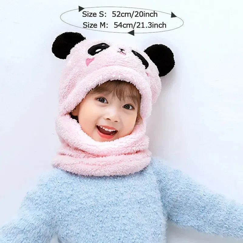 Fashionable Autumn & Winter Children's Cartoon Hat & Scarf Set - Double Layer Wool Warm Hat for Boys & Girls