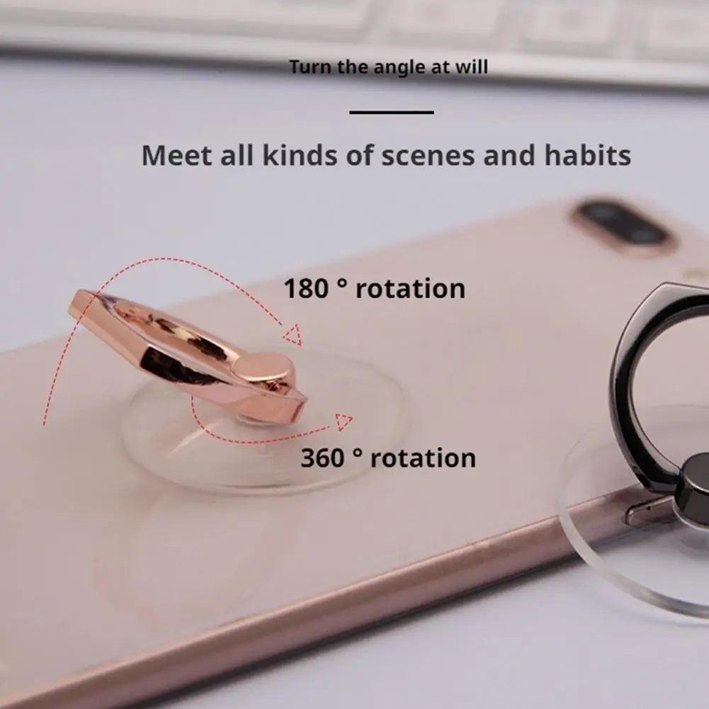 Transparent 360° Rotating Phone Holder Stand - Clear Finger Grip Mount with Adjustable Kickstand for Mobile Devices