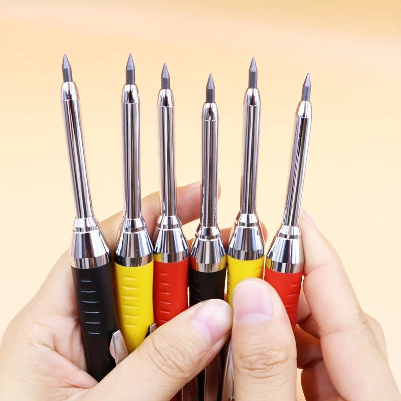 Solid Carpenter Mechanical Pencil – Woodworking Marking Tool with 3 Color Refills, Built-in Sharpener, and Scriber Lead