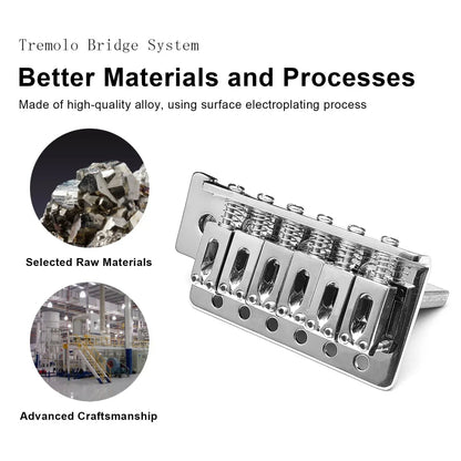 Miwayer 52.5mm Guitar Tremolo Bridge — Vintage Steel Saddle Block Set for Fender Strat & Squier Electric Guitars, Chrome