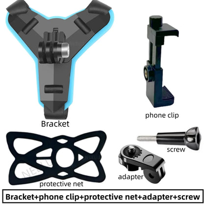 Motorcycle Helmet Phone & Action Camera Mount Holder – GoPro Hero 12/10/9/8/7 Compatible Sports Camera Accessories for Hands-Free Recording