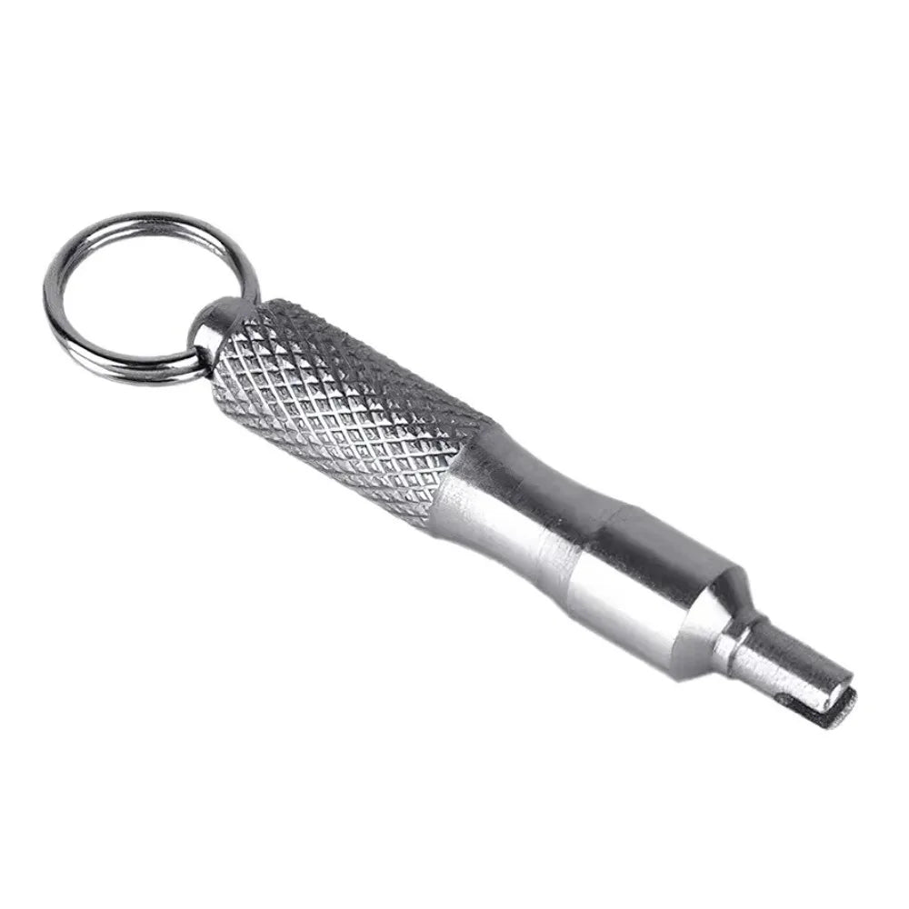 Universal Stainless Steel Tire Valve Core Remover Tool – Anti-Rust Screwdriver with Key Ring & Valve Wrench