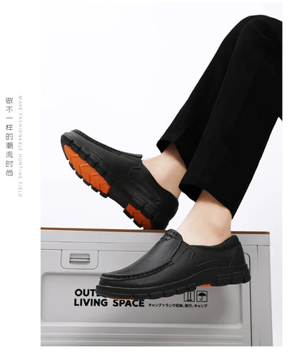 Chef Shoes for Men – Anti-Slip, Oil-Resistant Leather Work Shoes, Plus Size Business Casual with Soft Sole & Comfort