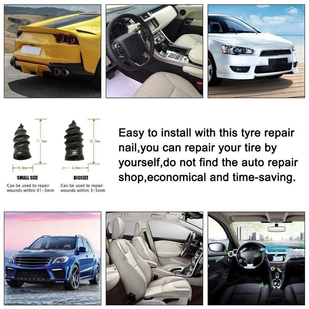 Vacuum Car Tire Repair Kit – Rubber Nails & Screws for Tubeless Tires, Motorcycle & Truck Repair Tools