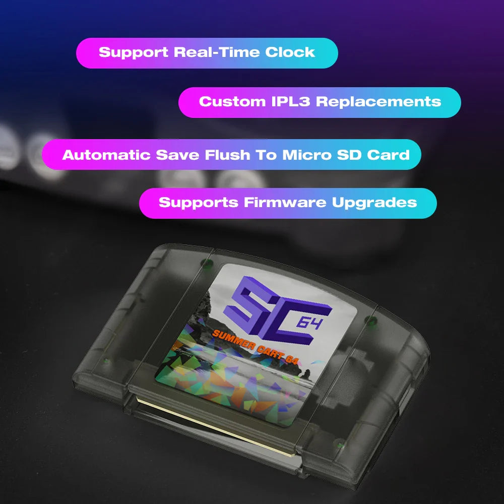EPICJOY SummerCart 64 – 32GB Open Source N64 Game Card for Nintendo 64 Console, 5400+ Games & 64DD Support