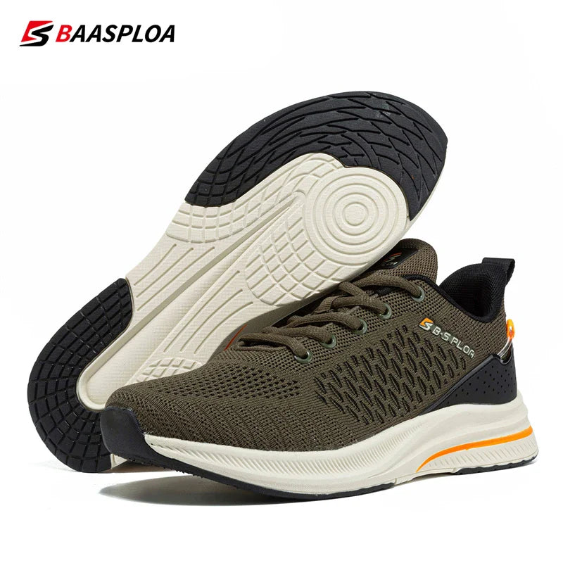 Baasploa Men’s Sport Shoes – Breathable Mesh Running & Casual Sneakers, Non-Slip Comfortable Outdoor Walking Shoes