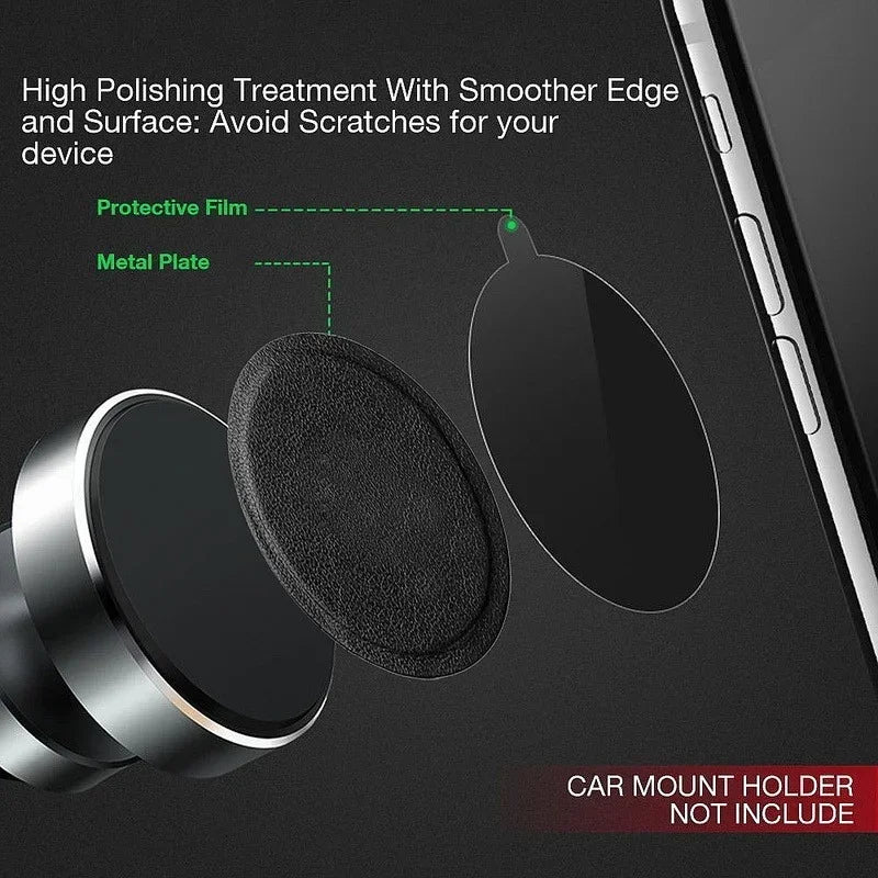 Magnetic Metal Plate for Car Phone Holder - Leather Disk for Air Vent Mount & Magnetic Phone Stand