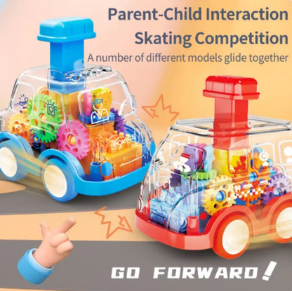 Baby Cartoon Gear Car Toy - Inertia Pull-Back Transparent Rebound Car for Kids’ Birthday Gifts
