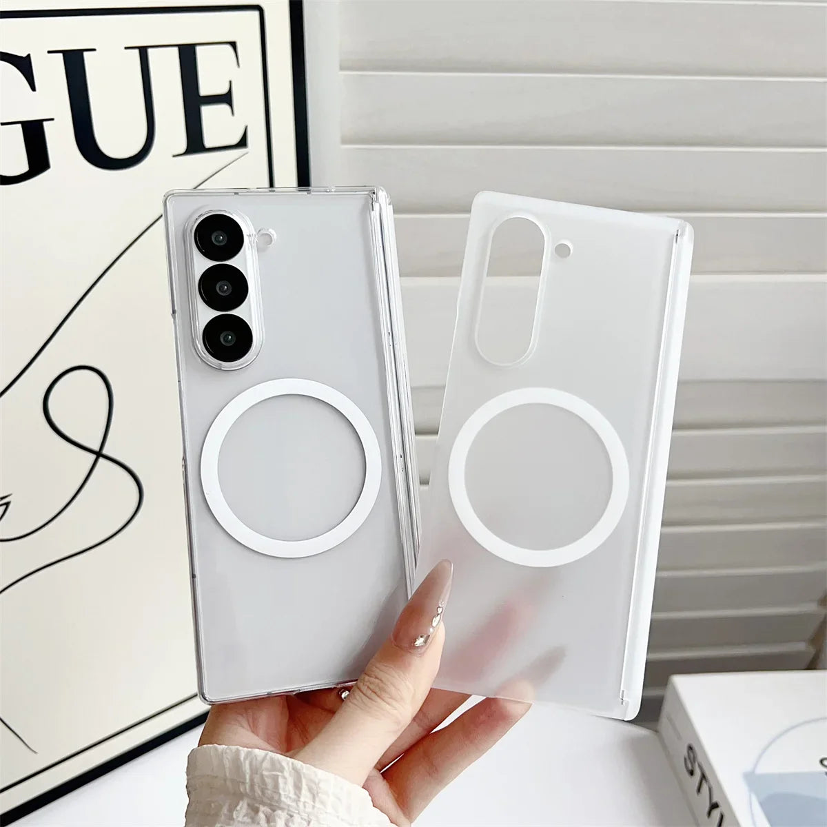 Magnetic Frosted Case for Samsung Galaxy Z Fold 7/6/5/4 with Wireless Charging & Hinge Protection