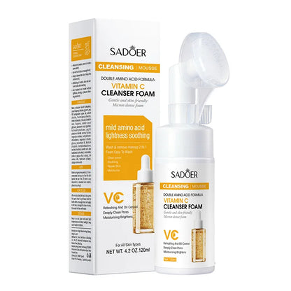 SAODER Q10 & Vitamin C Facial Cleanser — Moisturizing Brightening Face Wash Foam for Gentle Skin Cleansing