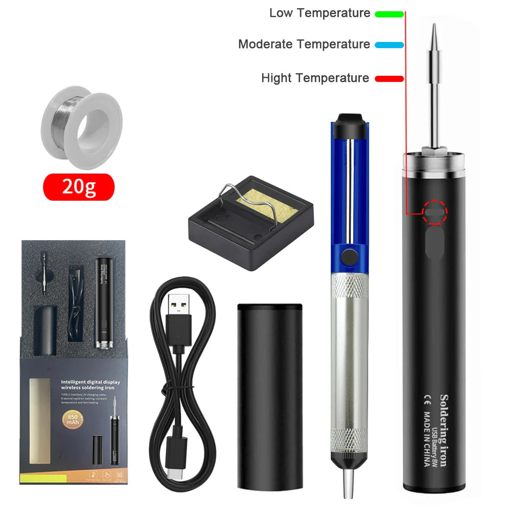 USB 5V 8W Portable Soldering Iron with Lithium Battery – Electric Welding Repair Tool for Electronics, DIY & Mobile Repair Work