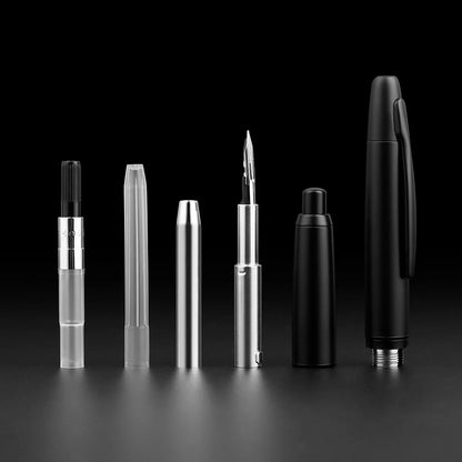 MAJOHN A1 Retractable Fountain Pen – EF 0.4mm Nib, Matte Black Metal Ink Pen with Converter, Ideal for Students and Gifts