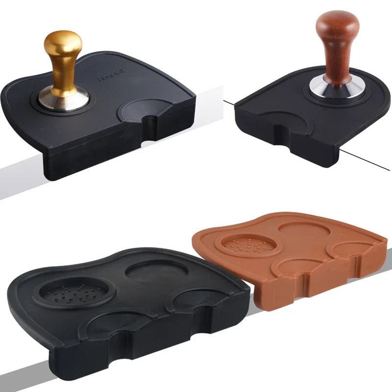 High Quality Silicone Espresso Tamper Mat – Slip-Resistant Rubber Corner Pad (No Tamper Included)