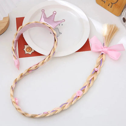 Girls Elsa Cosplay Headband - Snowflake Crown & Braid Hair Accessory, Princess Bow Hair Ornament