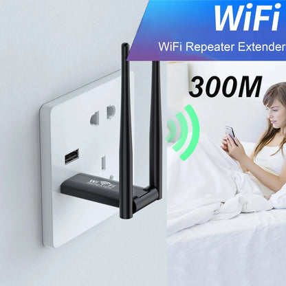 300Mbps USB WiFi Repeater & Signal Booster – Wireless Range Extender Router for Home Network Coverage