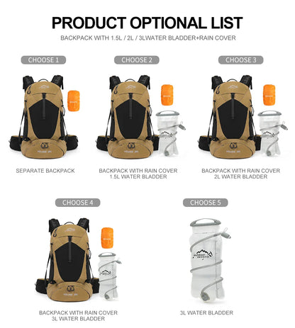 35L Mountaineering Backpack - Waterproof Outdoor Sports Bag for Men & Women, Camping & Hiking Rain Gear