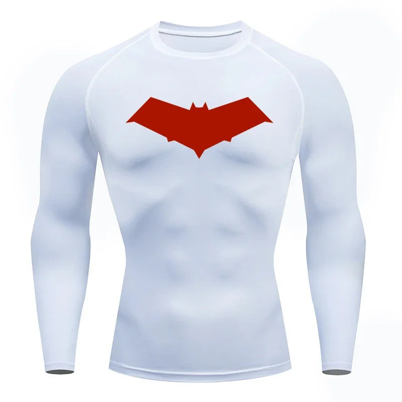 Men’s Summer Casual Compression T-Shirt — Quick-Dry Bat Print Fitness, Gym, MMA Rashguard Workout Tee
