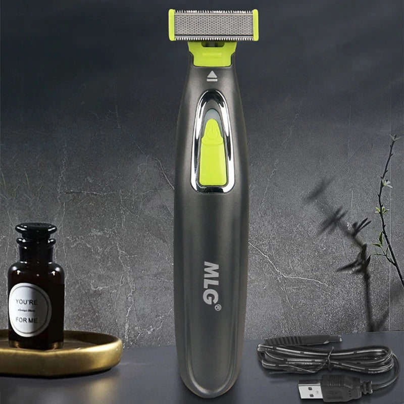 MLG Portable Electric Shaver for Men & Women – Full Body USB Trimmer with T-Shaped Blade, Washable Razor