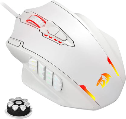Redragon M908 RGB Backlit USB Wired Gaming Mouse – 18 Programmable Buttons, 12400 DPI